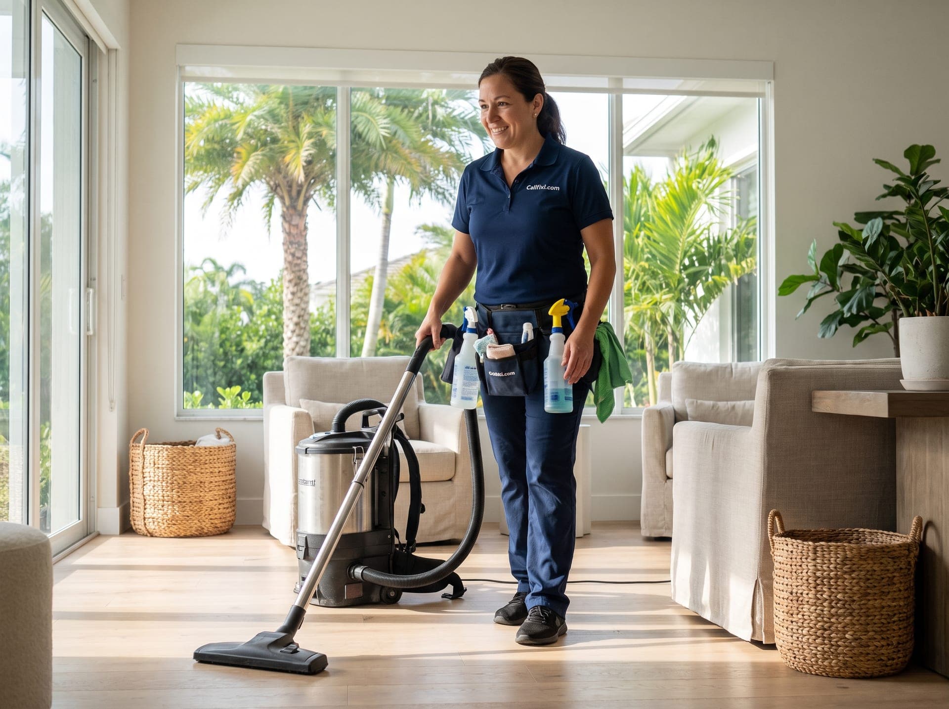 Home Cleaning technician working at a Florida home