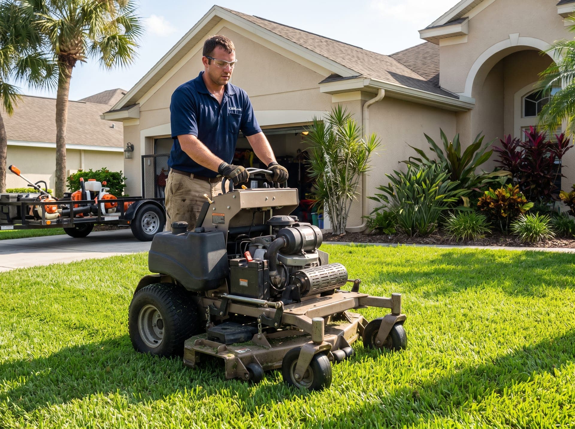 Lawn & Garden Care technician working at a Florida home