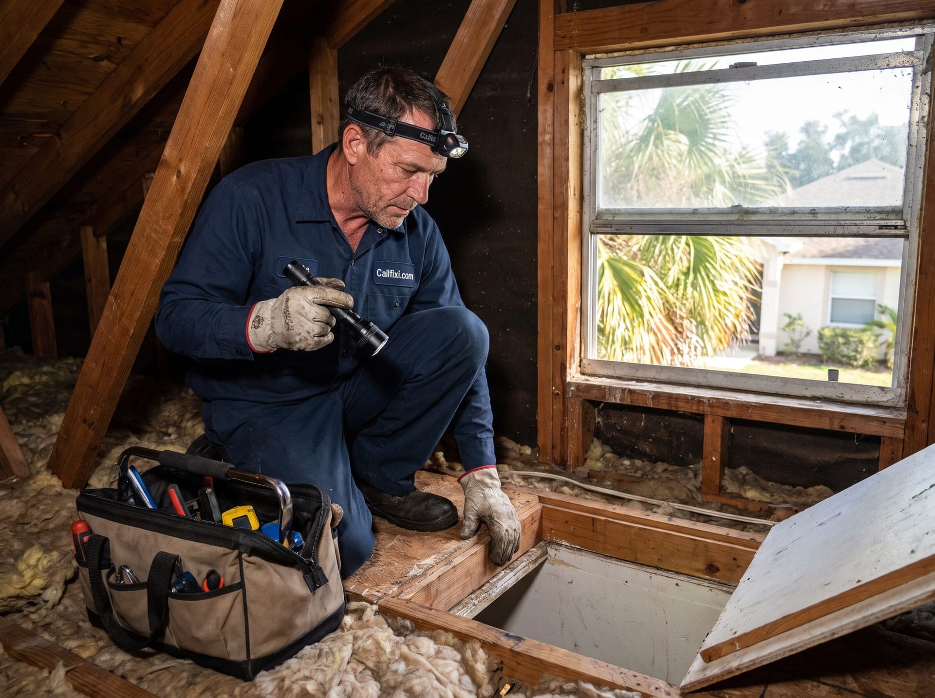 Rodent & Wildlife Removal technician working at a Florida home